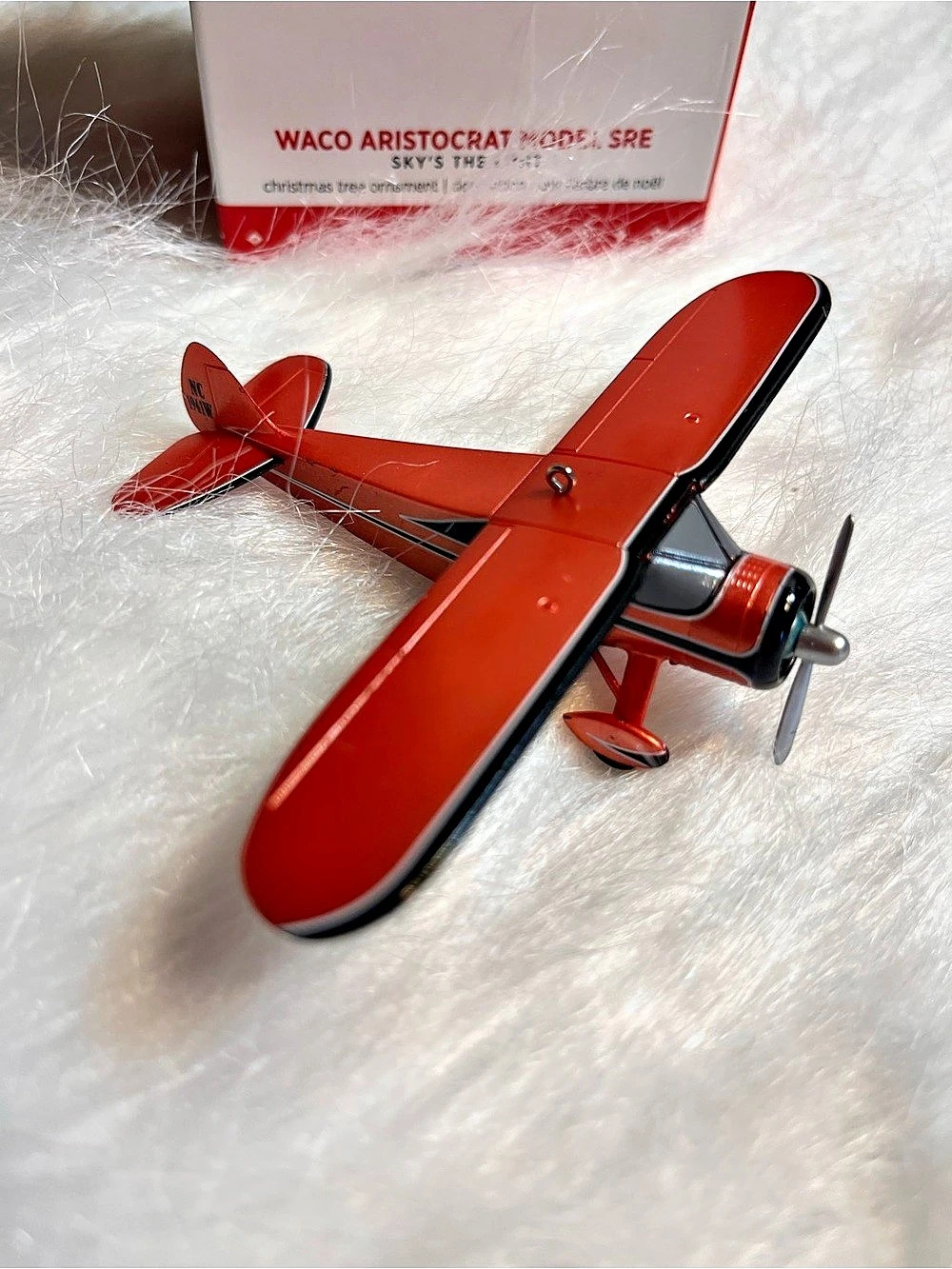 Hallmark 2015 Waco Aristocrat Model SRE Red Airplane Christmas Ornament Like New
